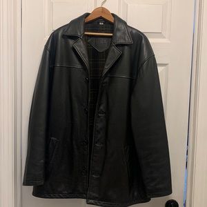 Outdoor Exchange men’s black leather coat ~ size medium